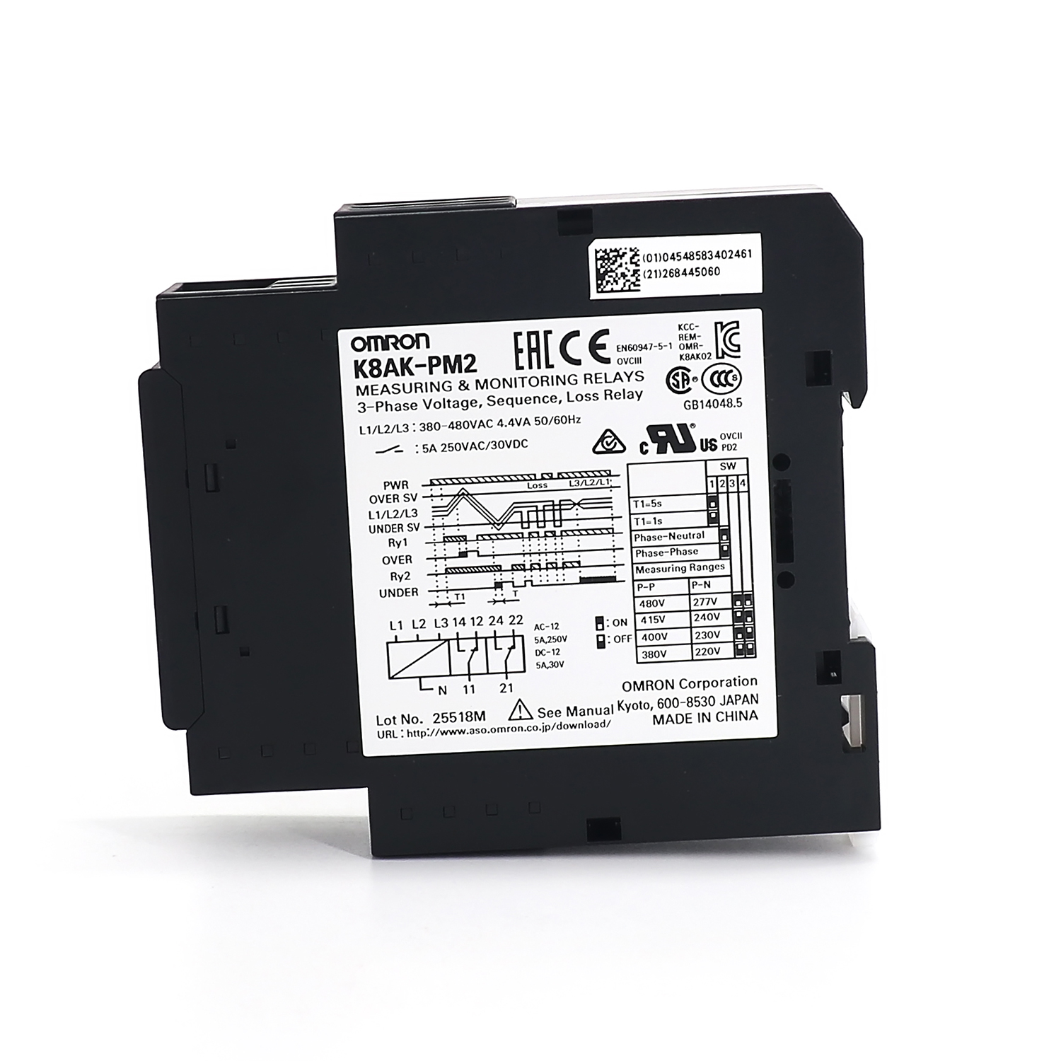 OMRON 欧姆龙 单相电压继电器 K8AK-VS3 100-240VAC