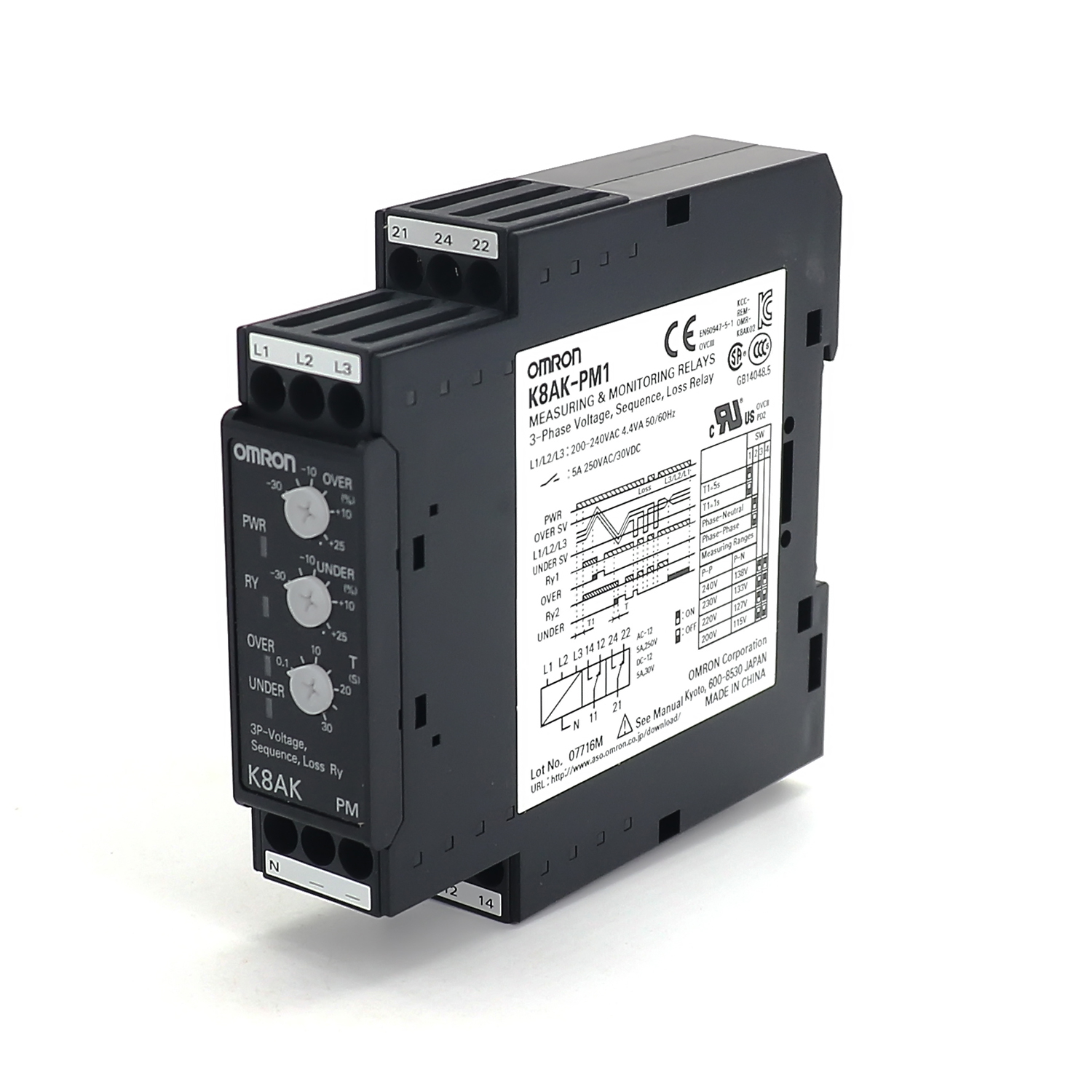 OMRON 欧姆龙 单相电压继电器 K8AK-VS3 100-240VAC