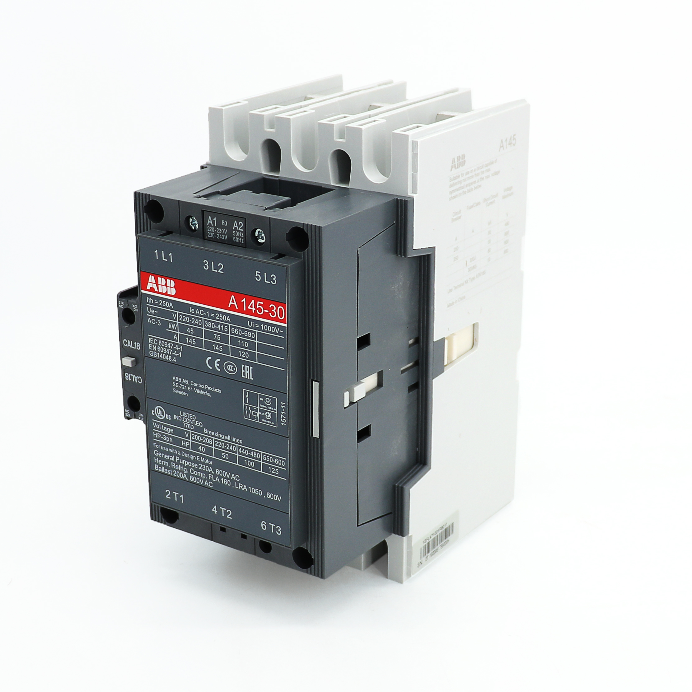 ABB A系列接触器 A145-30-11*110V 50Hz/110-120V 60Hz