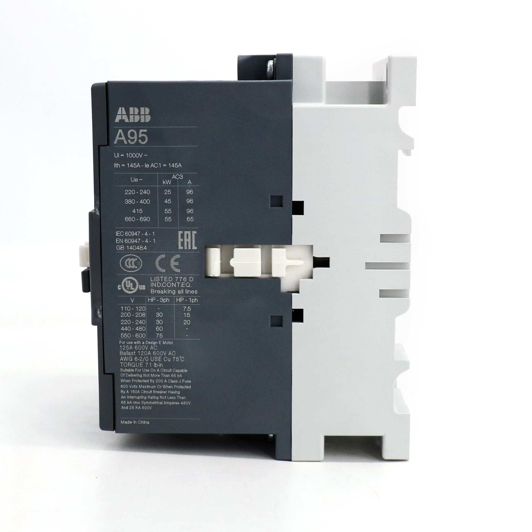 ABB A系列接触器 A95-30-11*110V 50Hz/110-120V 60Hz