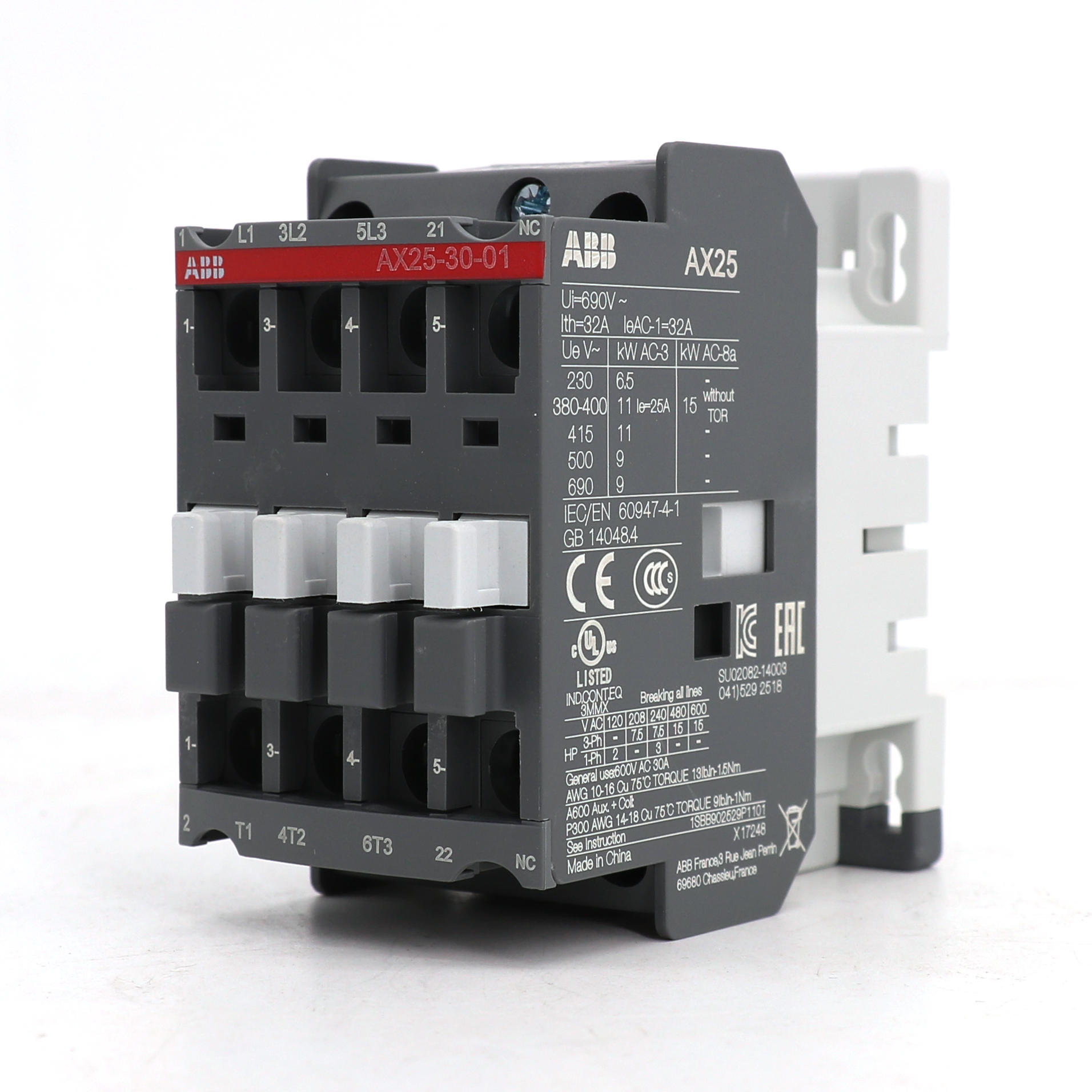 ABB 交流接触器 AX25-30-10-86*400-415V50Hz/415-440V60Hz