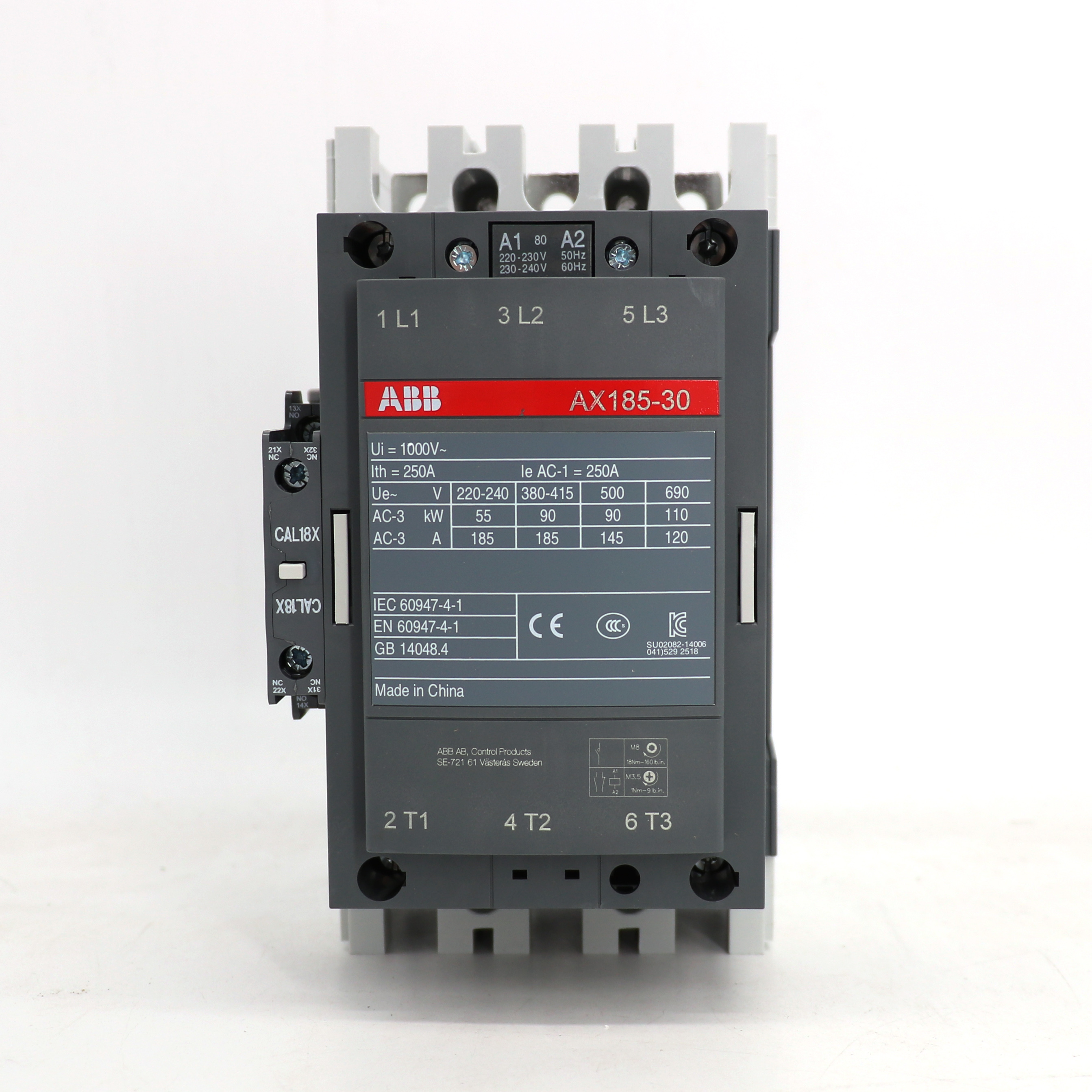 ABB 交流接触器 AX185-30-11-88*230-240V50Hz/240-260V60Hz
