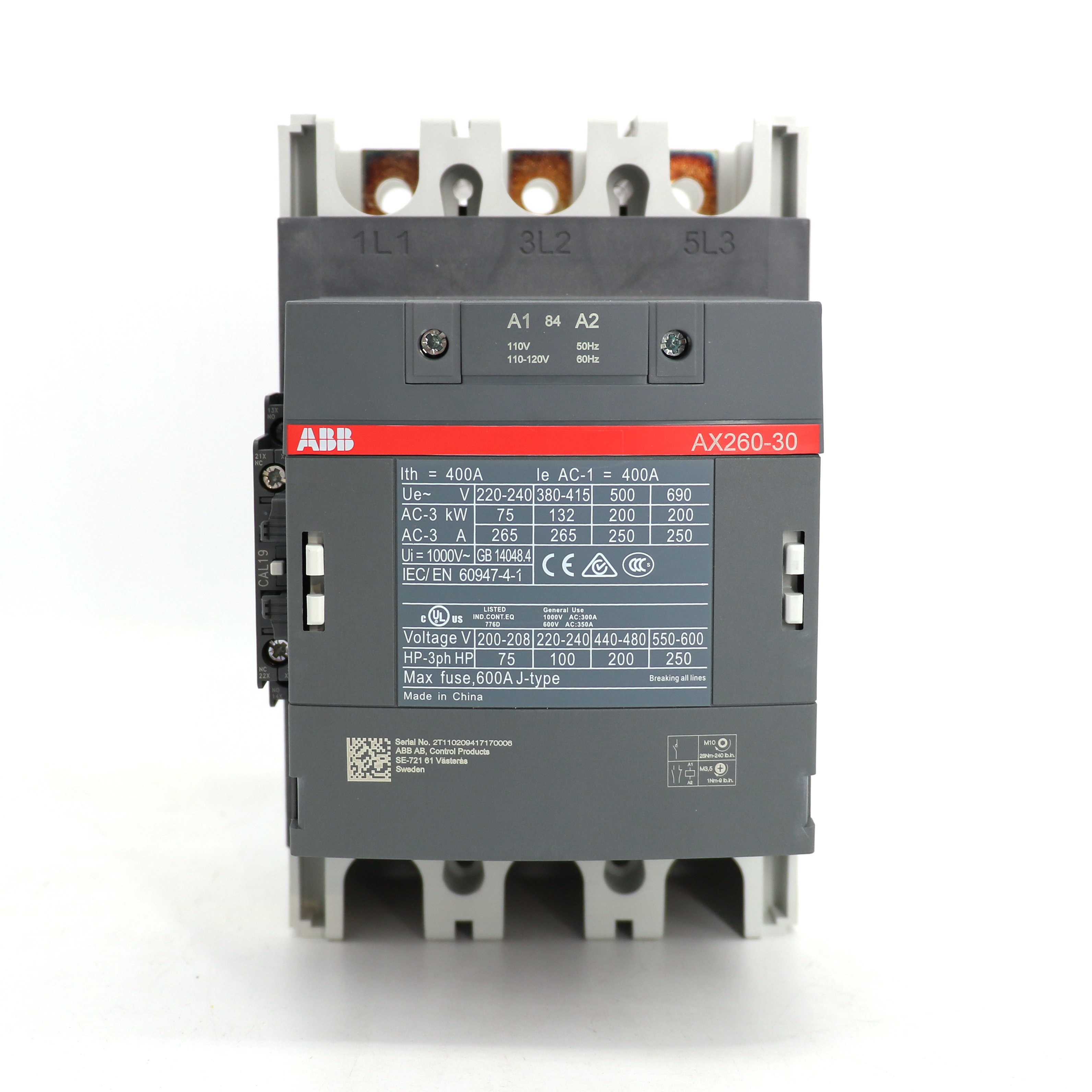 ABB 交流接触器 AX260-30-11-88*230-240V50Hz/240-260V60Hz