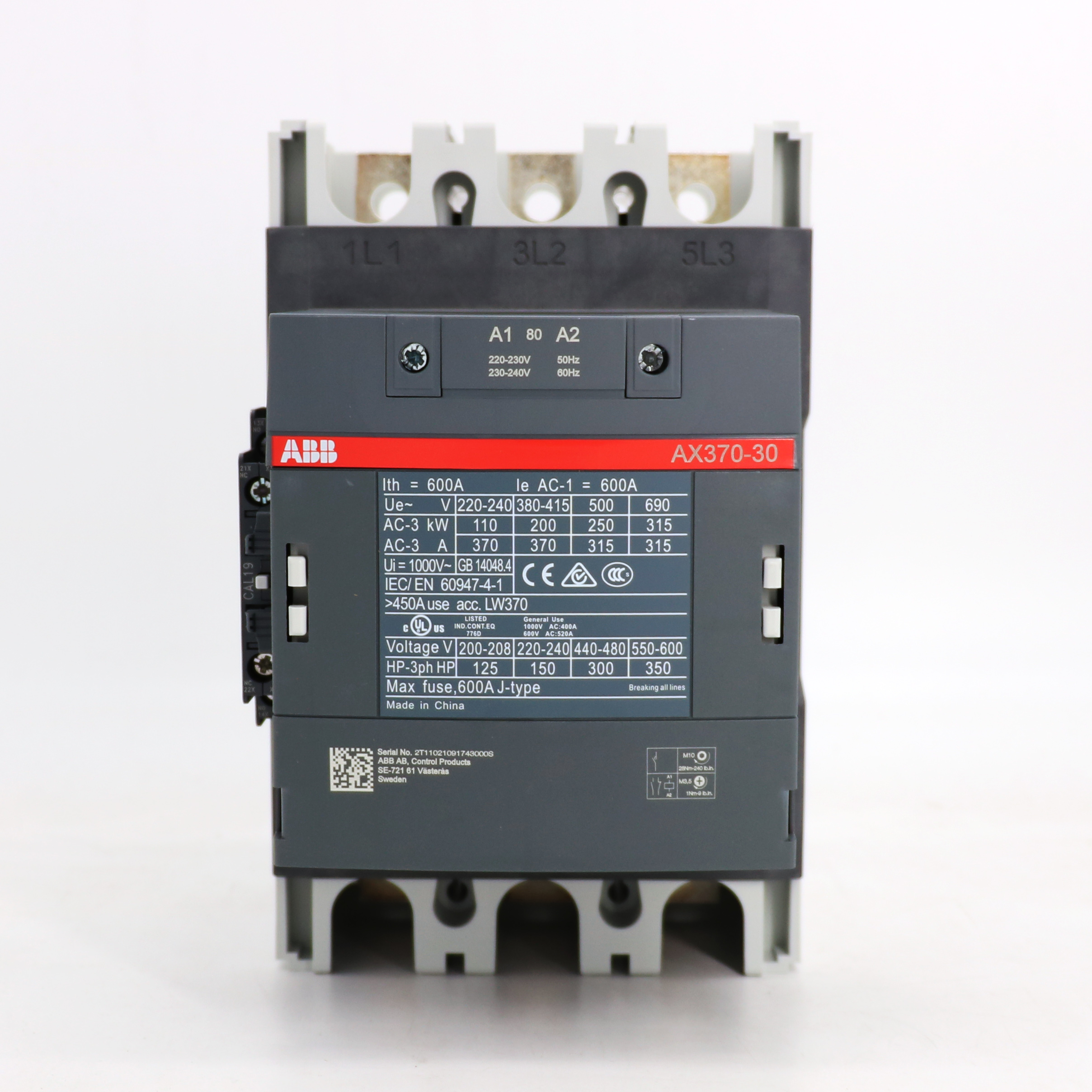 ABB 交流接触器 AX370-30-11-88*230-240V50Hz/240-260V60Hz