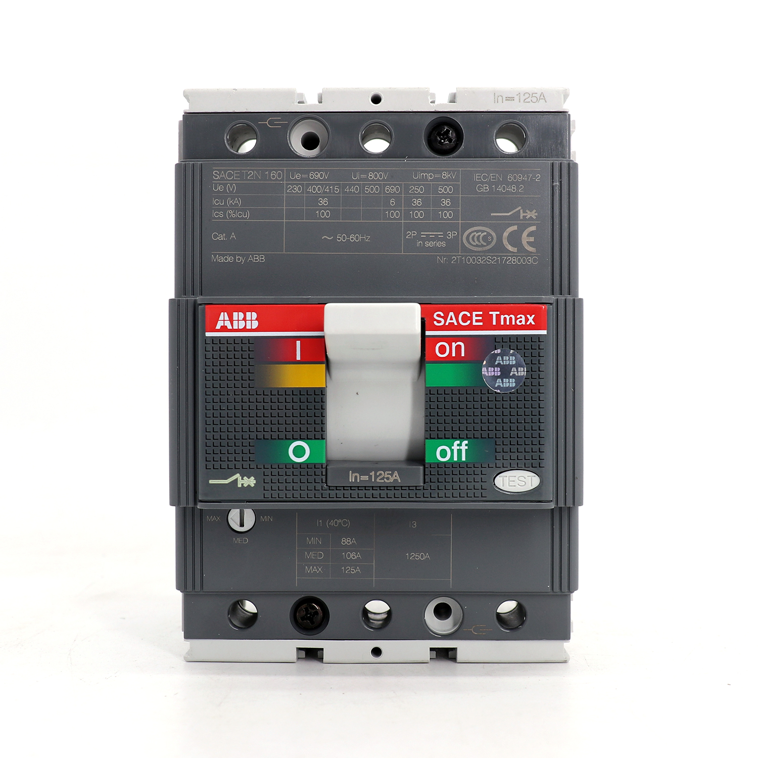 ABB Tmax塑壳断路器 T1N160 TMD63/630 FFC 3P